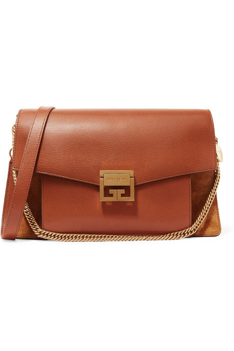 GV3 medium textured-leather and suede shoulder bag