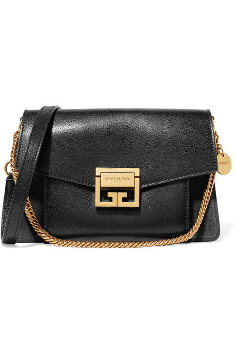 GV3 small textured-leather and suede shoulder bag