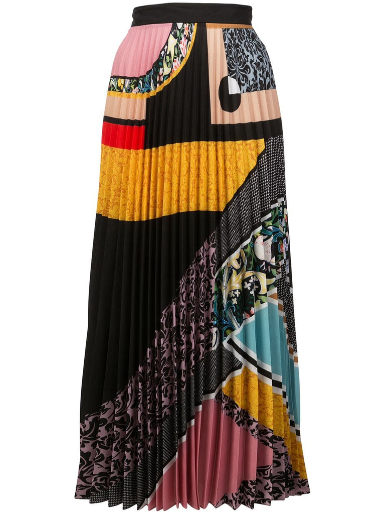 multi-print pleated skirt