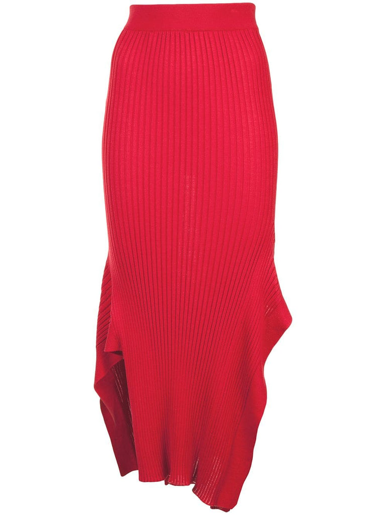 rib knit asymmetric maxi skirt