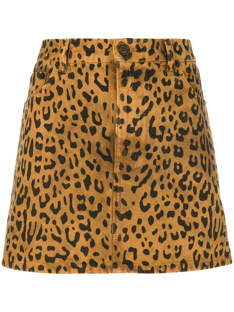 leopard print mini skirt