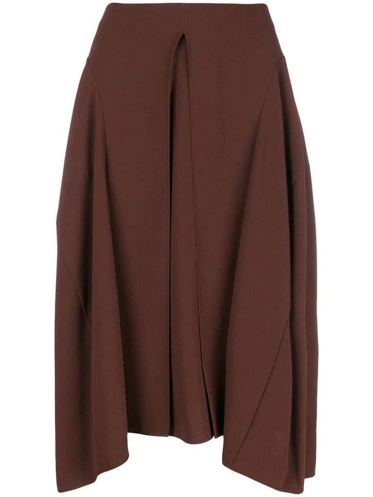 pleated front midi skirt