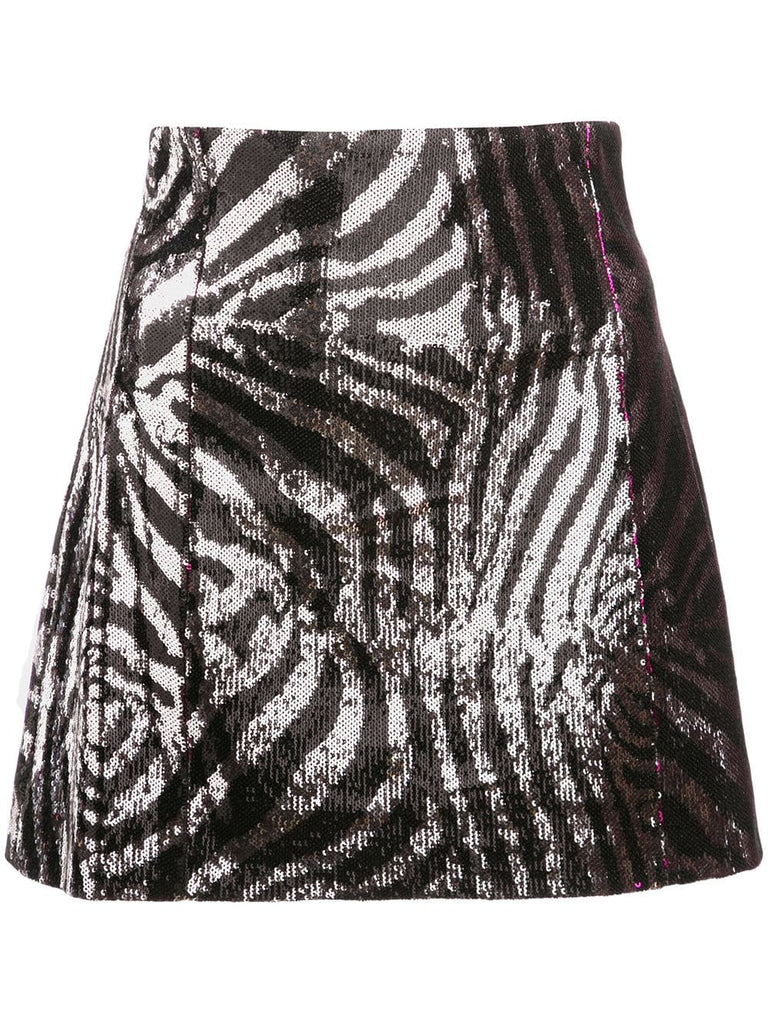 sequinned zebra print skirt