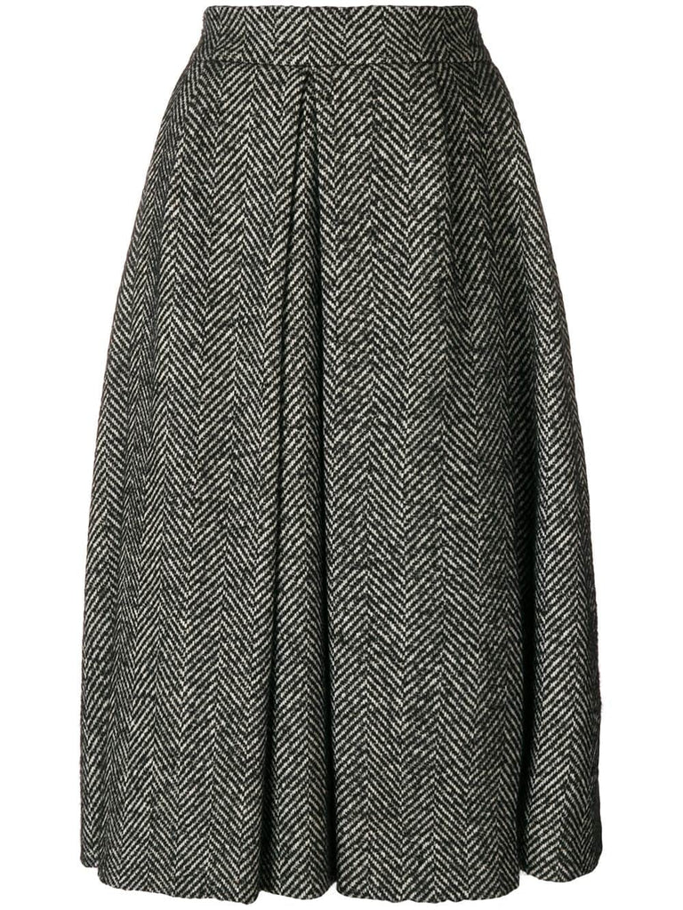 tweed woven midi skirt