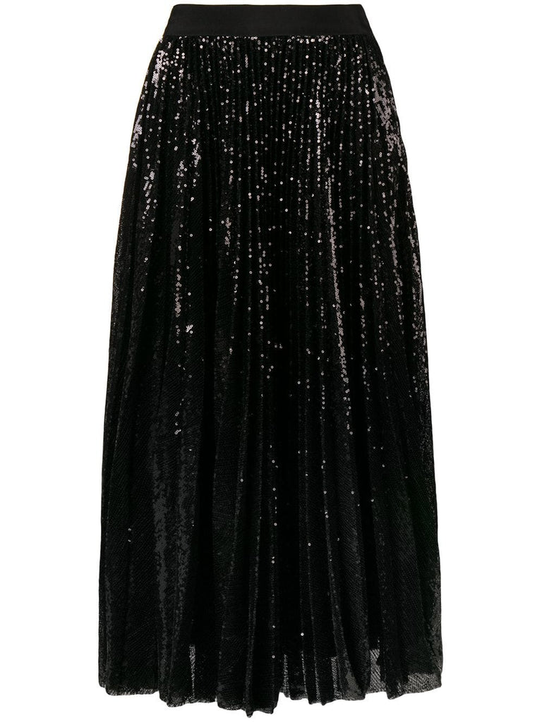 pleated sequin midi skirt