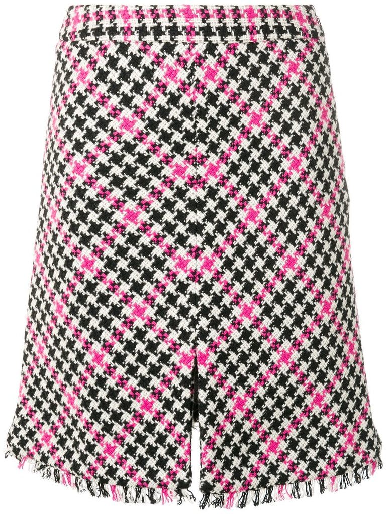 checked A-line skirt