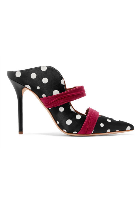 + Emanuel Ungaro Maureen 100 satin-trimmed polka-dot faille mules