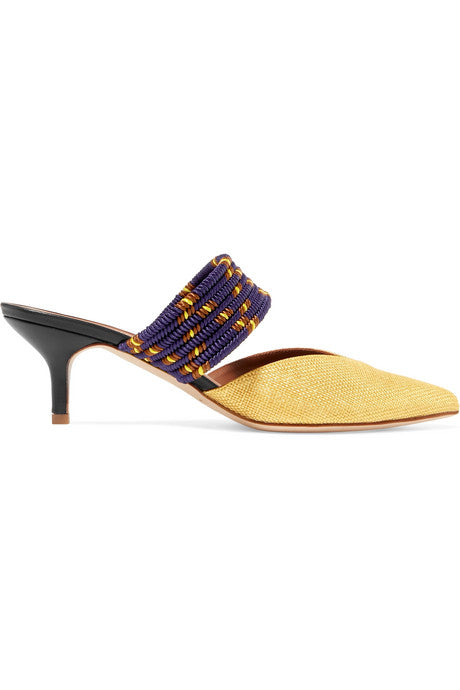 Maisie 45 cord-trimmed raffia mules