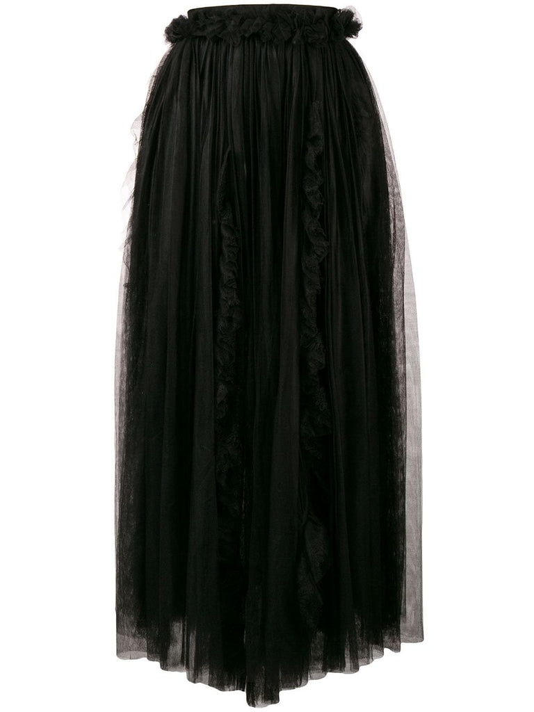 asymmetric flared midi skirt