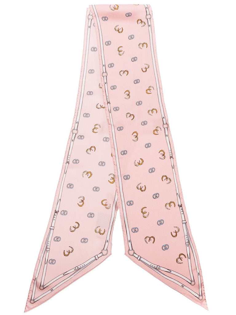 baby pink slim GG print silk scarf