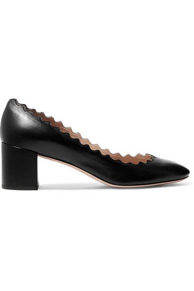 Lauren scalloped leather pumps