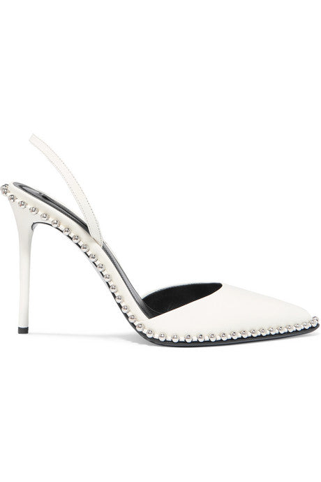 Rina studded leather slingback pumps