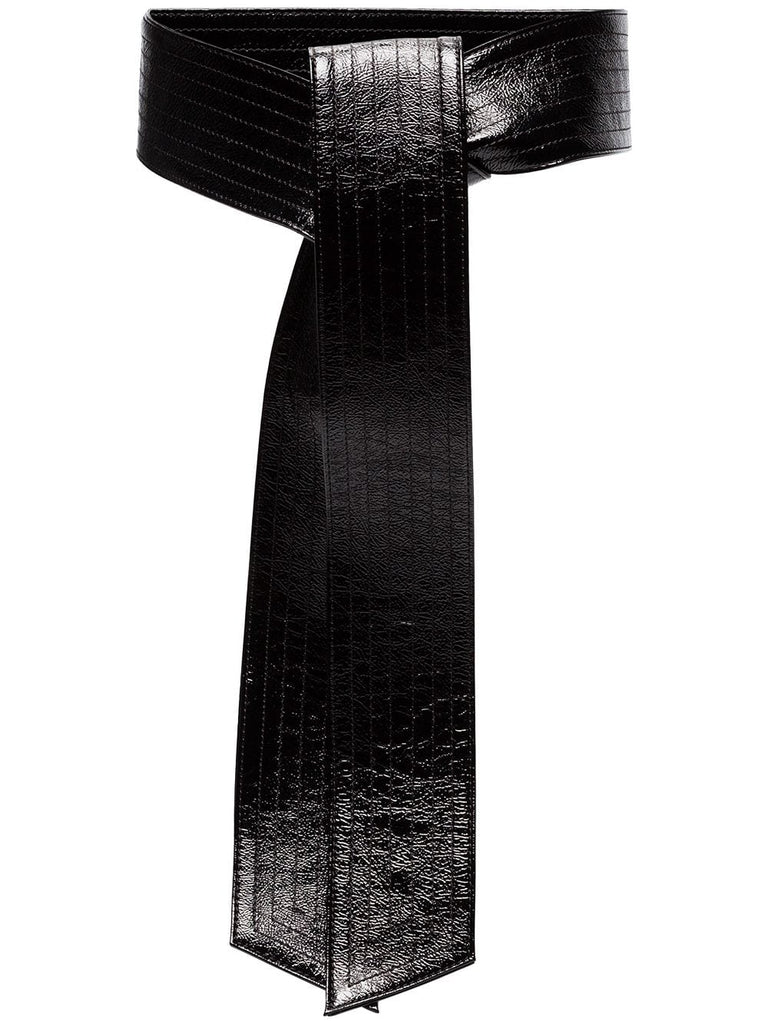 black bow patent leather belt