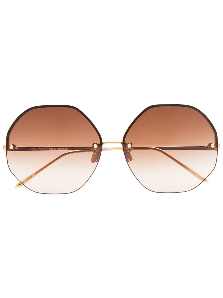 gold-tone and brown oversized sunglasses