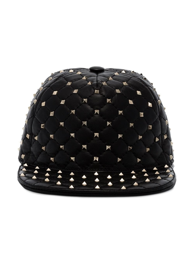 Black Rockstud leather cap