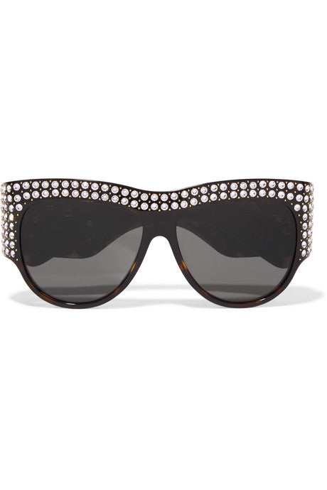 Embellished D-frame tortoiseshell acetate sunglasses