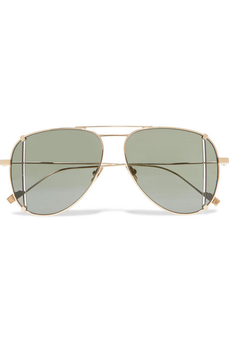 Cutout aviator-style gold-tone sunglasses