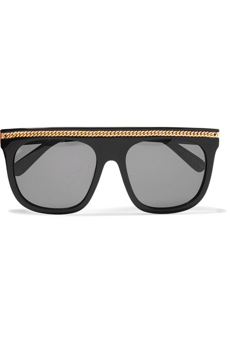 Chain-embellished D-frame acetate sunglasses