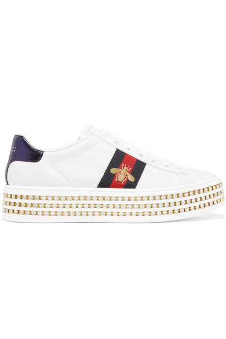 Ace embellished leather platform sneakers