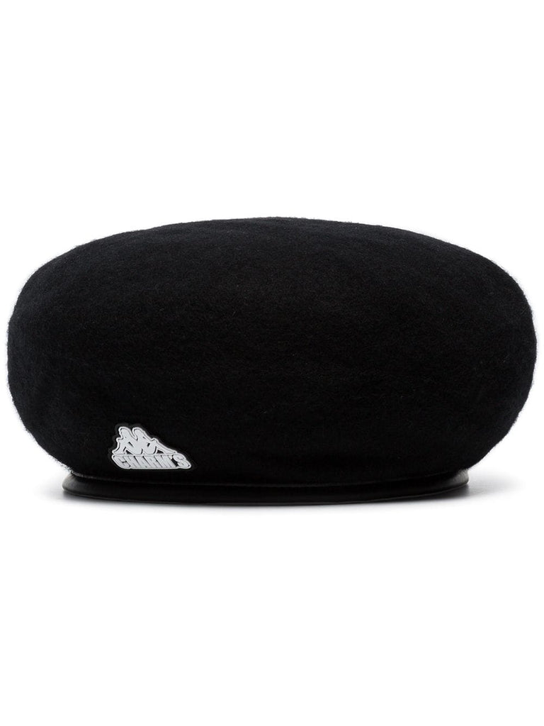 Black logo wool beret