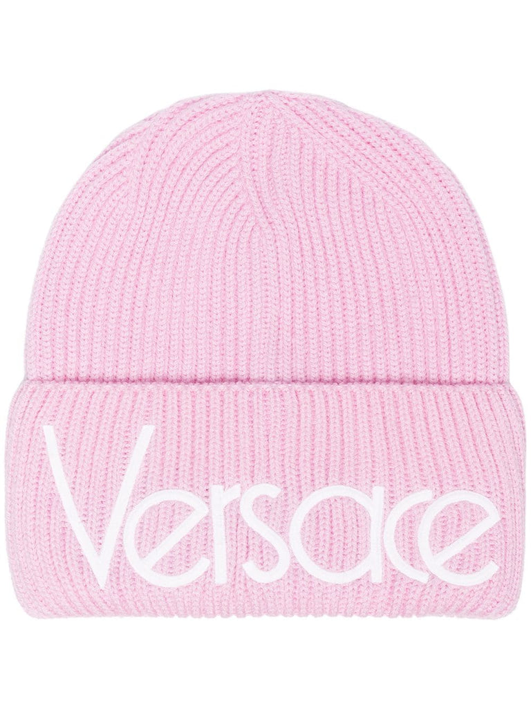 pink Logo Knit Beanie