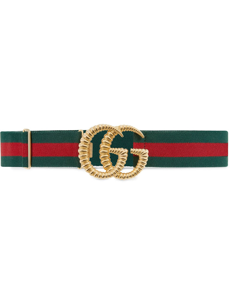 green and red Web elastic belt with torchon Double G buckle