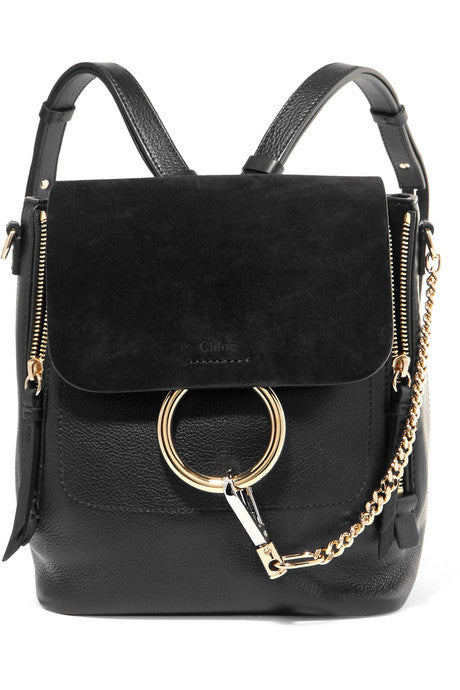 Faye small textured-leather and suede backpack