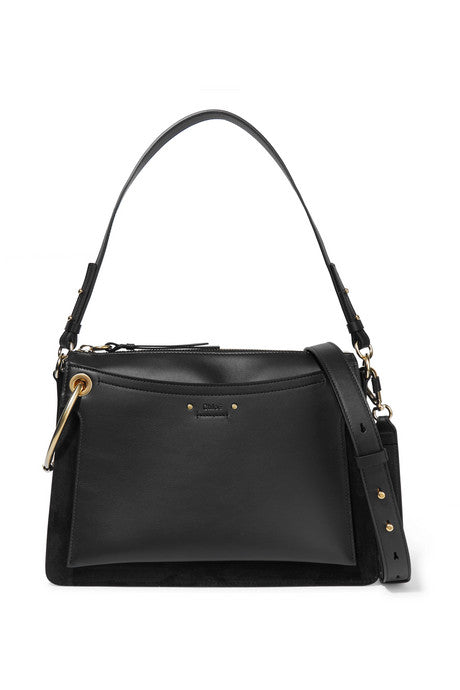 Roy medium leather and suede shoulder bag