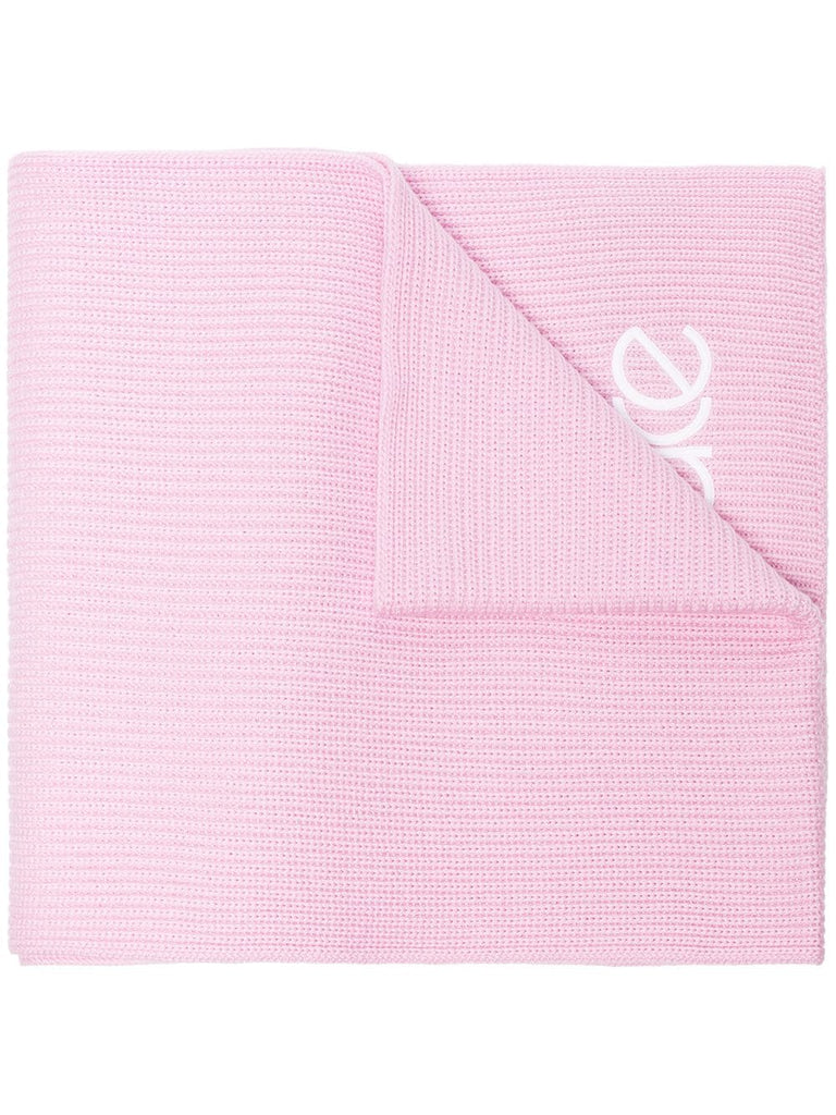 Logo embroidered wool scarf