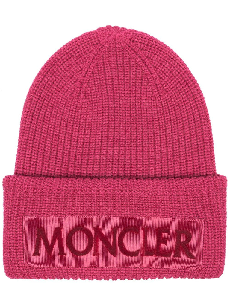 pink logo wool beanie