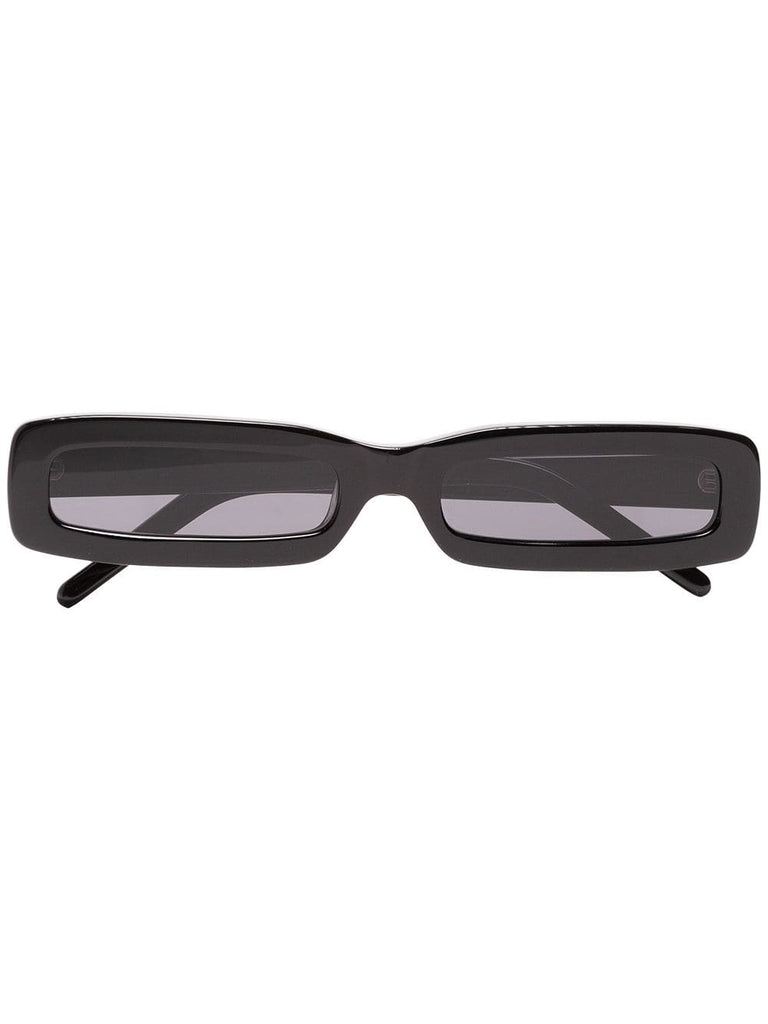 black square-framed tinted sunglasses