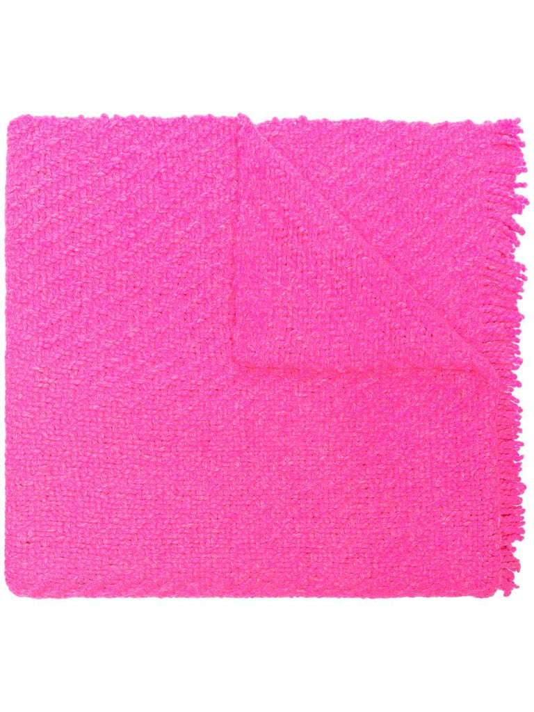 bright pink Oversized frayed wool blanket scarf