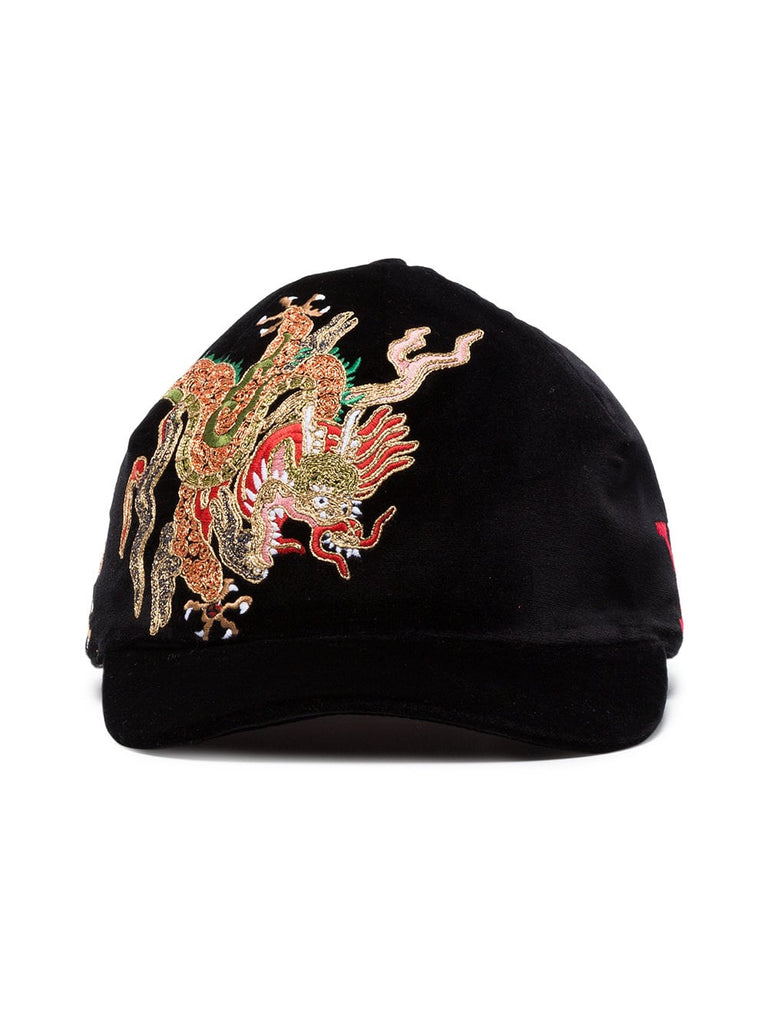 black dragon embroidered velvet cap