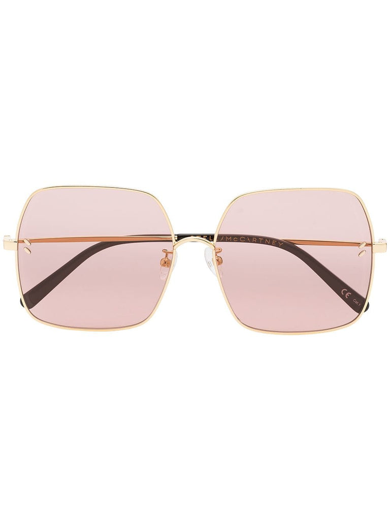 gold tone Pink square metal sunglasses