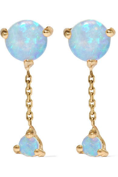 Two Step 14-karat gold opal earrings