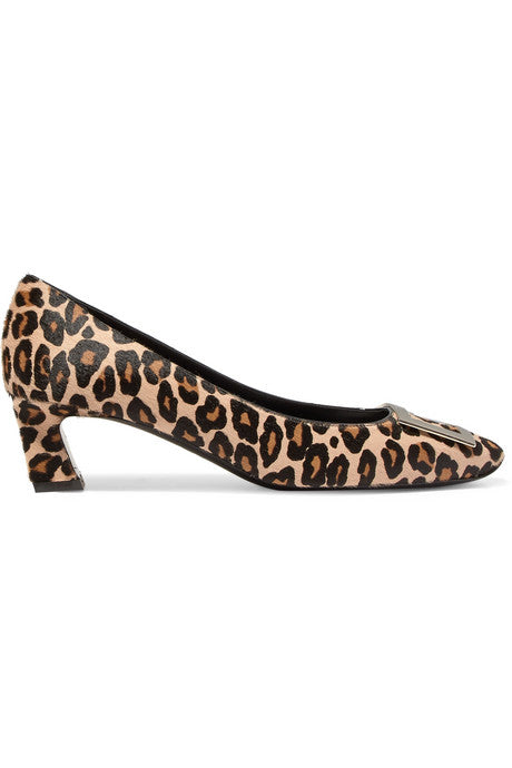 Trompette embellished leopard-print calf hair pumps