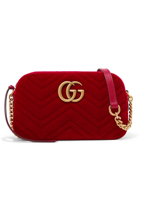 GG Marmont small quilted velvet shoulder bag