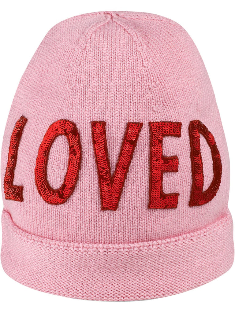 Wool hat with sequin "Loved"