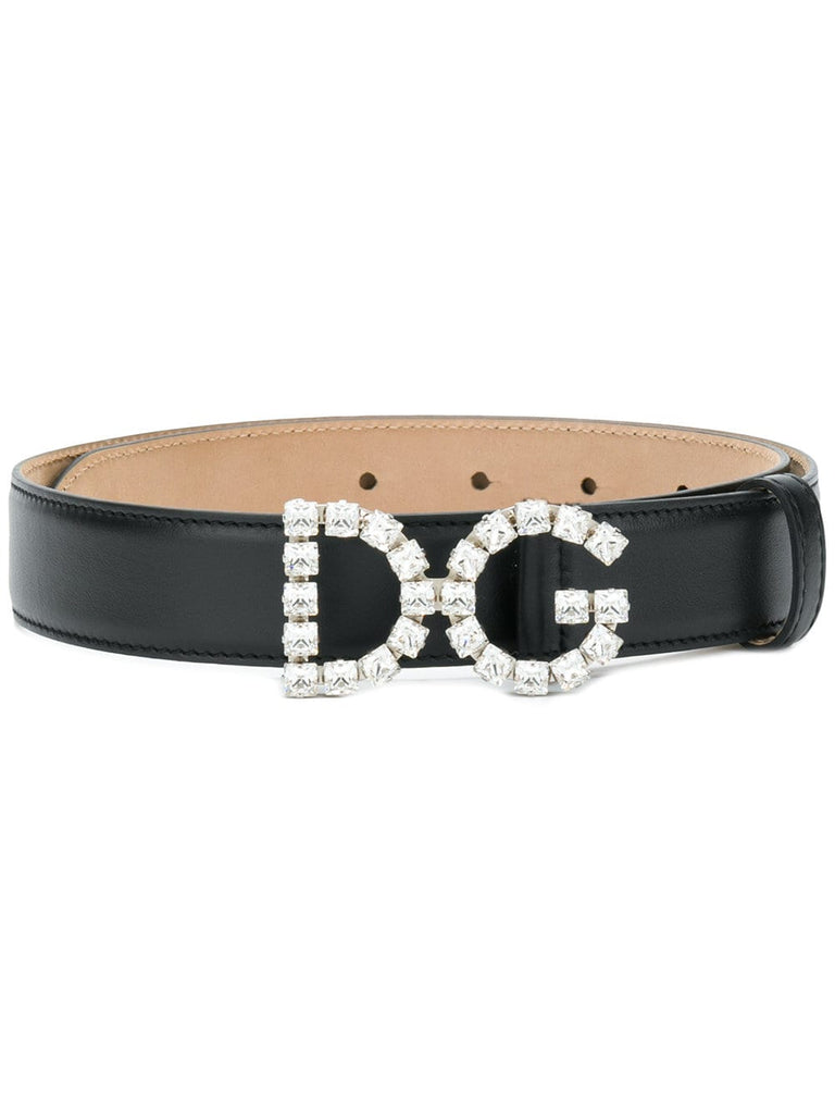 embellished logo buckle belt