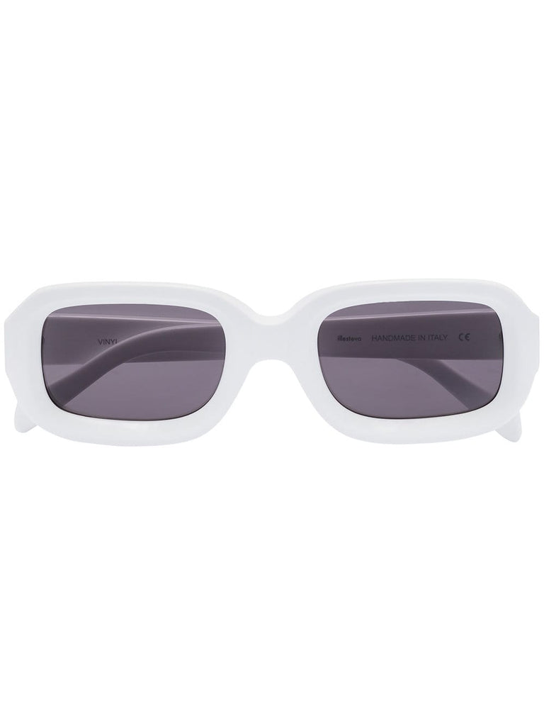 white Vinyl rectangular acetate sunglasses