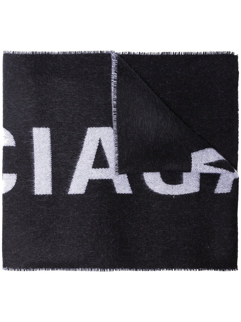 black large logo wool scarf