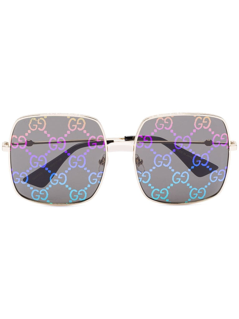 multicoloured square logo lens sunglasses