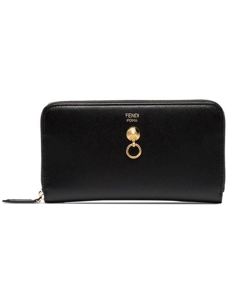 black leather zipped purse