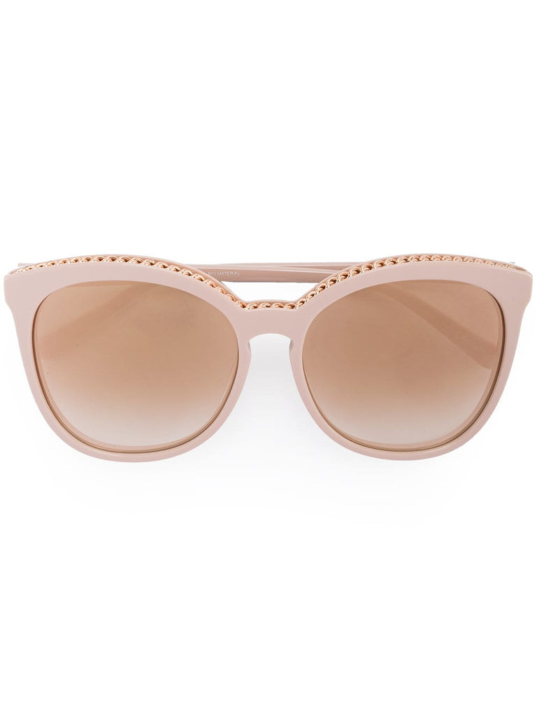 light pink and gold tone Chain Trimmed Sunglasses