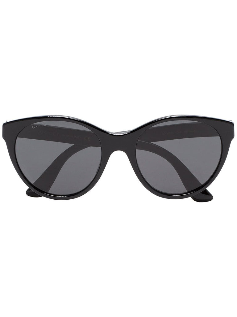 black curved cat eye sunglasses