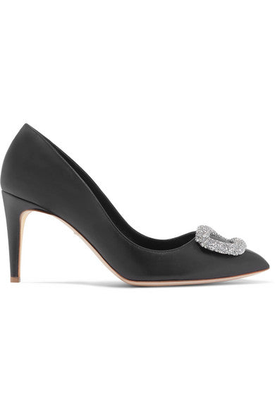 Nada Swarovski crystal-embellished leather pumps