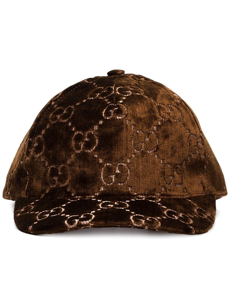 brown GG embroidered silk-blend baseball cap