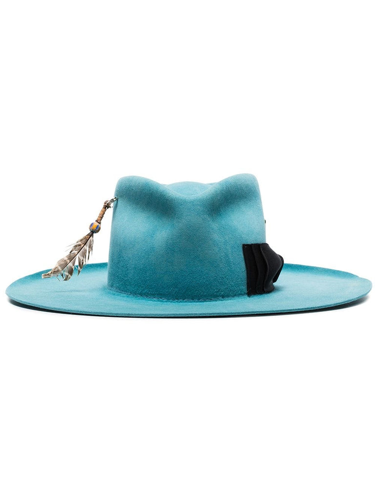 blue beaver fur felt fedora hat