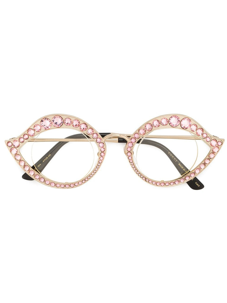 Goldt one Pink Crystal Cat Eye Glasses