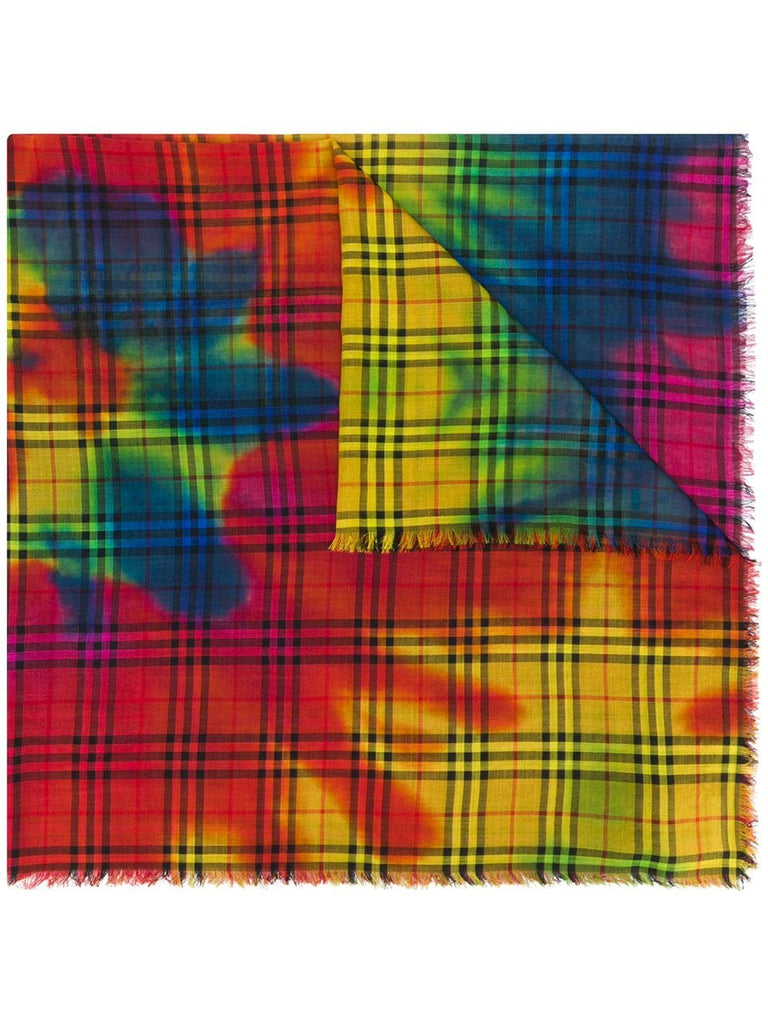 tie-dye vintage check scarf